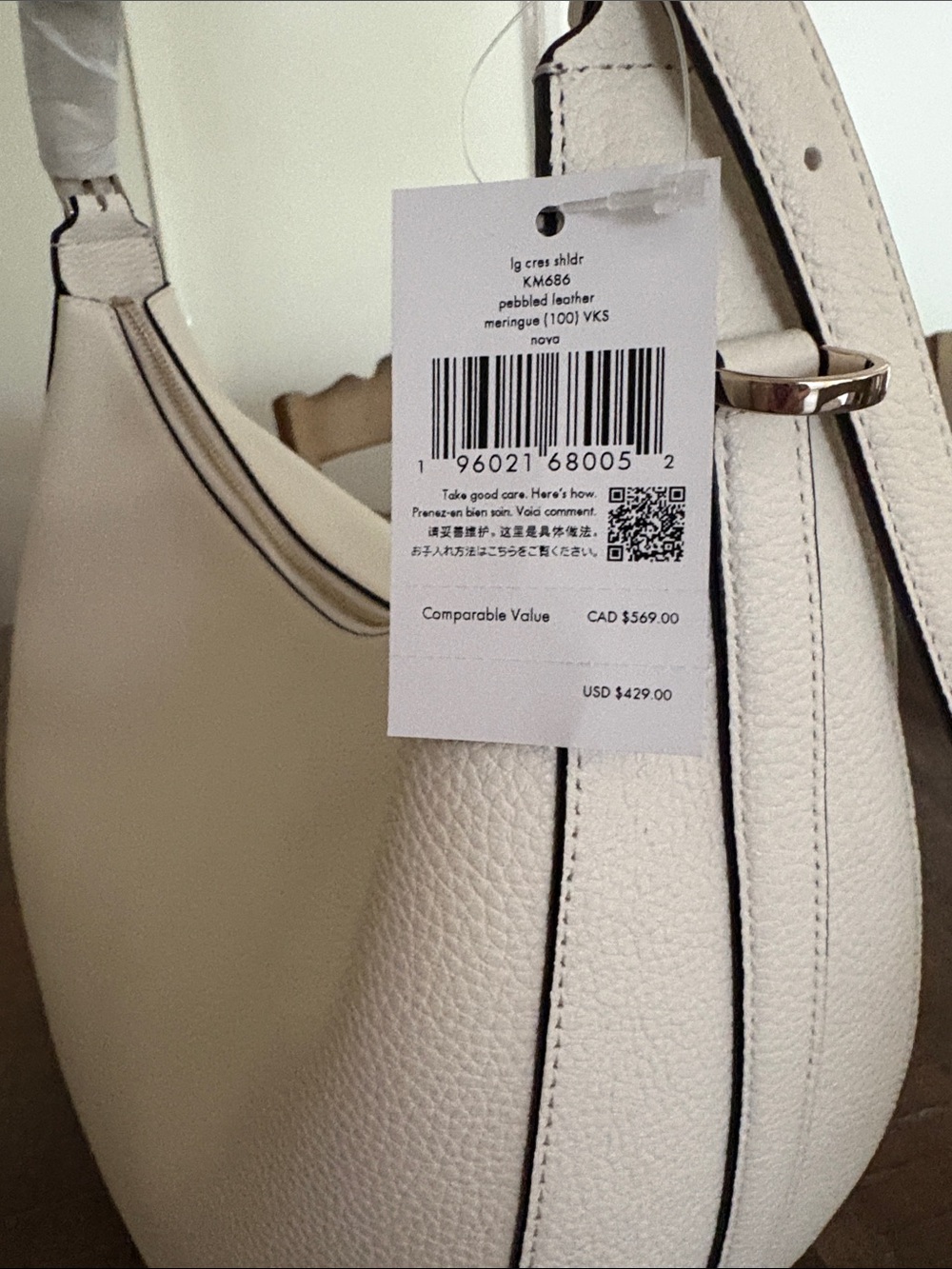 kate spade meringue pebbled leather shoulder bag with gold-tone logo - Picture 2 of 7
